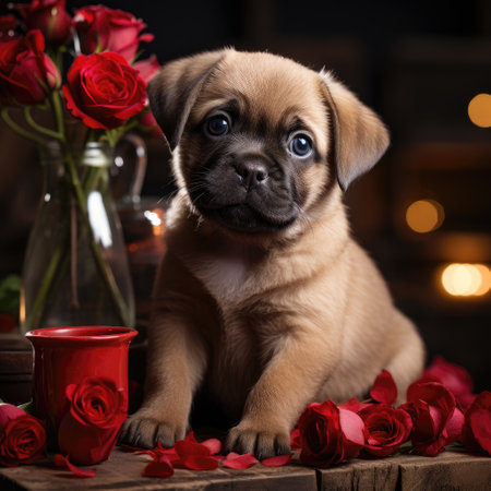 Puppy Party: Adorable Baby Dog Celebrating Special Occasionsの素材