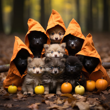 Adorable Baby Dog Puppy Embracing Halloween Funの素材