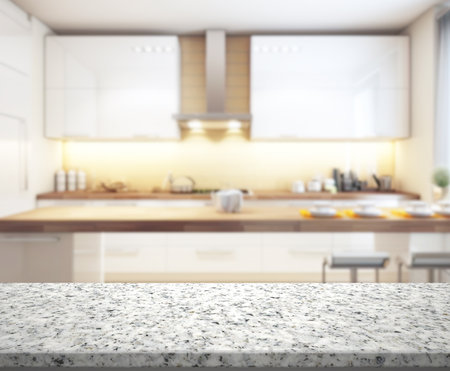 Table Top And Blur Kitchen Room of Backgroundの写真素材