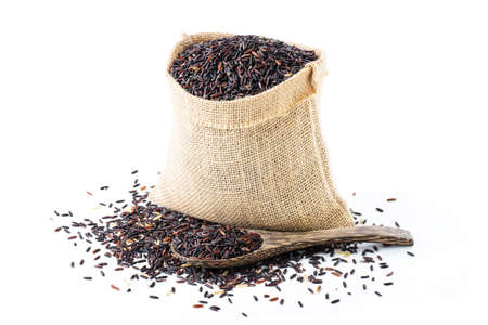 Riceberry rice isolated on white backgroundの写真素材