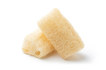 Loofah Scrubber isolated on white blackground. Loofah Scrubber for scrub your skinの写真素材