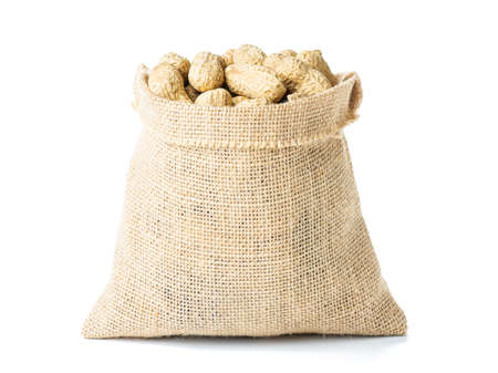 Peanuts in shell isolated on white background . Dried peanuts in closeupの写真素材