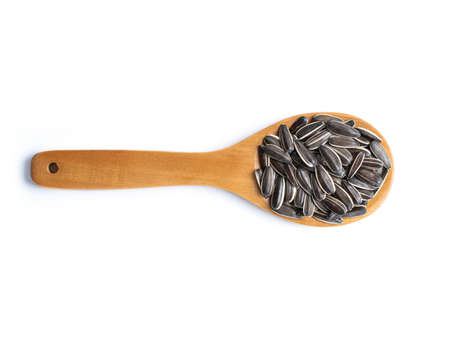 Sunflower seeds isolated on white backgroundの写真素材