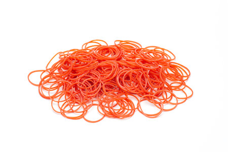 Rubber band isolated on white blackgroundの写真素材