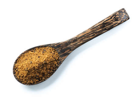 Brown sugar isolated on white backgroundの写真素材