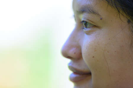 Side face of Asian woman no makeupの写真素材