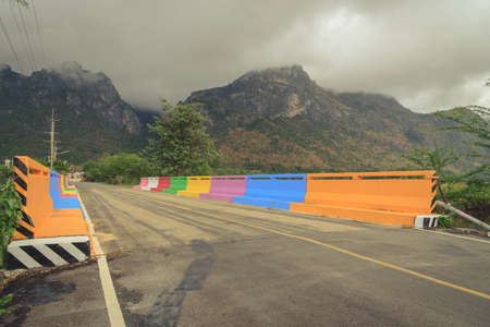 Colourful Cement bridge in national park. Vintage tone.の写真素材