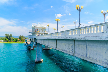 The Sarasin Bridge with blue sky background at Phuket Island,Thailand.の写真素材