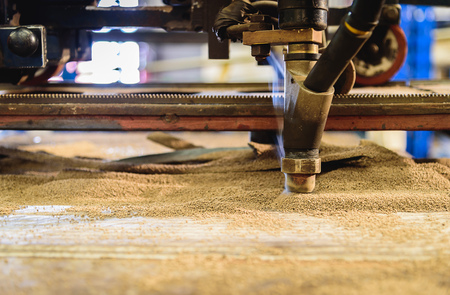 Submerged arc welding process in factoryの写真素材