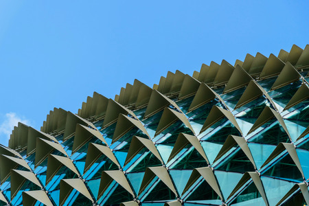 SINGAPORE-JUL 10, 2016: Roof detail of Esplanade Theatres on the Bay in Singapore on July 10, 2016. Esplanade Theatres on the Bay is an international and local center for performance arts.のeditorial素材