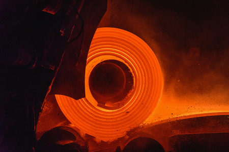 Hot-rolled steel process in steel industryの写真素材