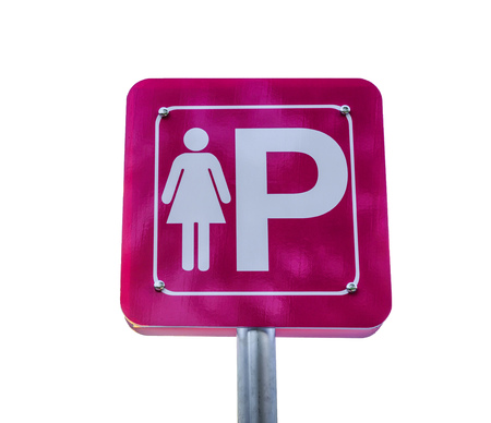 Sign Parking car for lady isolated on white background.の写真素材