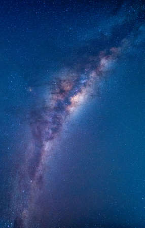 Landscape with Milky way galaxy. Night sky with stars. Long exposure photograph.の写真素材