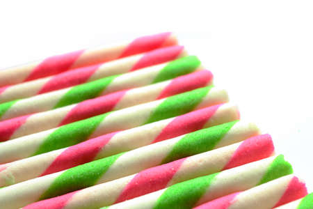 Snacks, fruit jam stuffed pink and green.