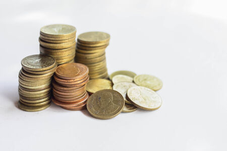 Coins Satangs used in ancient times in Thailand.の写真素材
