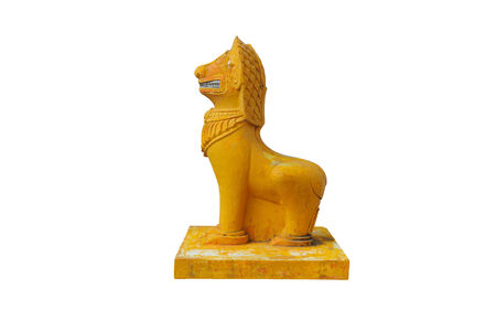 gold Lion statue  on a a white background.の写真素材