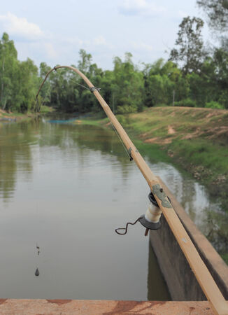 A fishing rod is made up of folk wisdom rural areas in Thailand.の写真素材