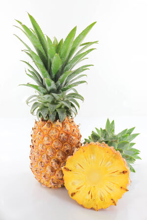 Pineapple yellow resting on a white background.の写真素材