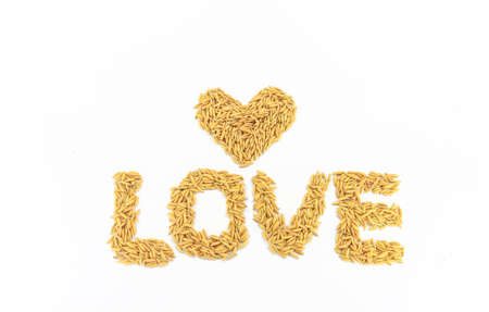 Jasmine rice is placed on a white background.の写真素材