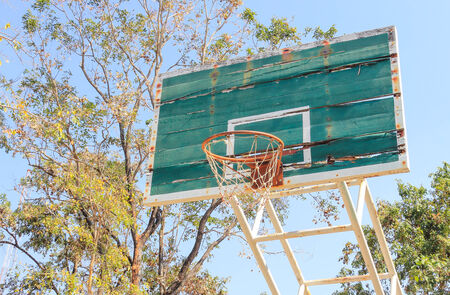 Basketball court disintegrated in rural areas.の写真素材