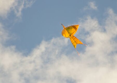 The kite is made using bamboo binding. Then wrap it with paper or thin cloth with hemp rope or string attached to the string to float in the air.の写真素材