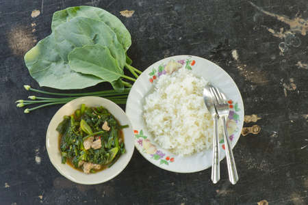Stir Fried Vegetables is a popular Thai dish with jasmine rice.の写真素材