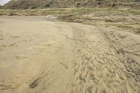 The pattern of the sand caused by the stream