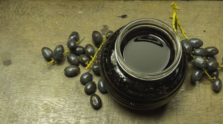 Acai juice is a drink that is beneficial to the body because it has antioxidants.の写真素材