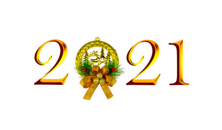 New Year 2021 isolated on white background.