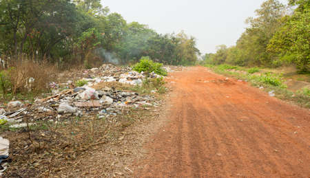 THAILAND,BURIRAM - MARCH 18,2021:Rural wastes that lack good management and cause environmental pollution.のeditorial素材