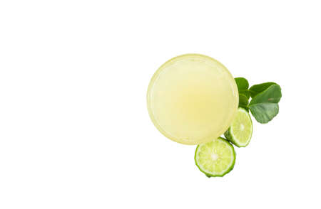 Kaffir lime juice isolated on white backgroundの写真素材