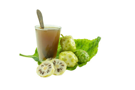Noni Juice isolated on a white background.の写真素材