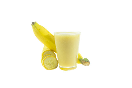 Cavendish Banana juice isolated on a white background.の写真素材
