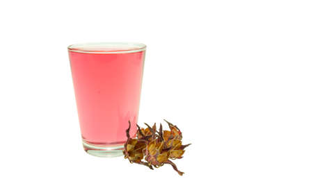 Roselle juice isolated on a white background.の写真素材