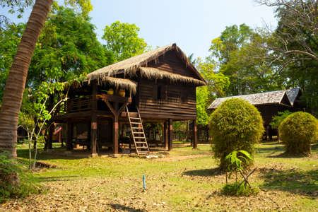 Baan Isan is an old house of Isan people from 30 years ago in northeastern Thailand.の写真素材