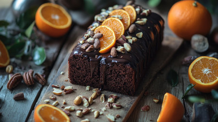 Moist and rich chocolate cake with organic toppingsの素材