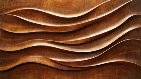 Close-up of a wooden texture with a carved D effect, showcasing layered grain patterns in a warm and earthy abstract styleの素材