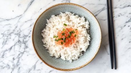 Fukujinzuke, a classic Japanese condiment with a sweet-savory taste, served in a lacquered dish alongside a bowl of warm white rice.の素材