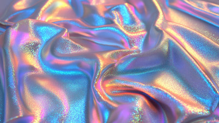 A futuristic abstract background with a dazzling holographic rainbow glitter texture, reflecting iridescent light.の素材