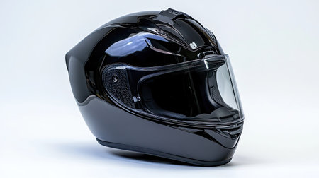 Cutting-edge motorcycle helmet with enhanced airflow and impact protection, photographed against a white background.の素材