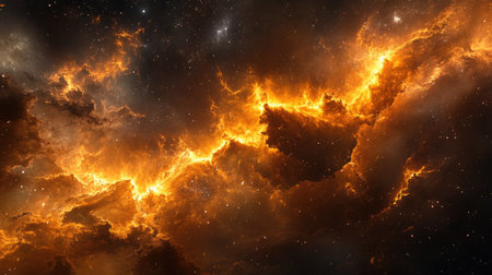 A fine dust explosion expands chaotically, its tiny airborne particles glowing faintly against the dark background.の素材