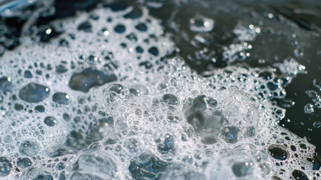 Circular wastewater tank with visible bubbles from aeration system, part of clean water processingの素材