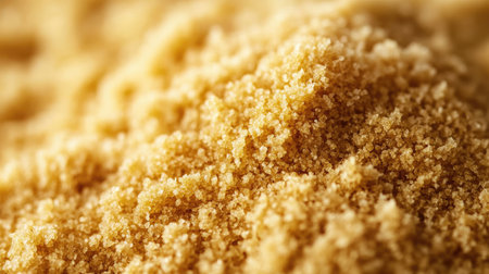 Macro shot of raw organic couscous, small and delicate grains creating a textured golden food background, top view.の素材