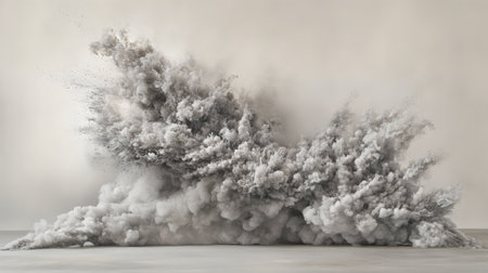 A single dense plume of thick smoke rises dramatically, dispersing into intricate swirling formations.の素材