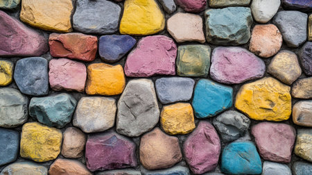 Abstract colorful stone wall with vivid textures and rich details, artistic natural rock surface for wallpapersの素材