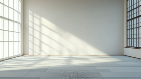 Minimal interior with tatami mat floor, empty and clean Japanese-inspired room design, high-resolution D renderingの素材