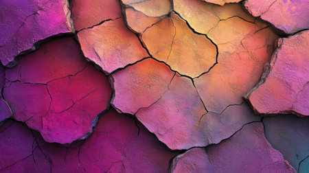 Bright and bold cracked stone texture in vibrant colors, natural abstract rock formations, eye-catching wallpaper designの素材