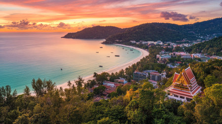 Captivating sunset over Andaman Sea at Patong, Phuket with clear sky turning into a spectrum of warm colorsの素材