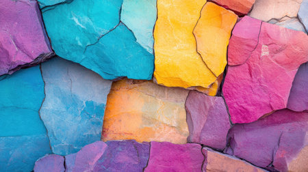 Stunning colorful rock formation with deep cracks and detailed mineral layers, textured wallpaper backgroundの素材