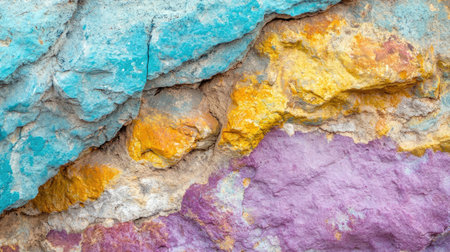 Vibrant multicolored stone texture wallpaper with rough natural patterns, perfect for background and interior designの素材